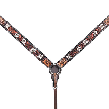 HILASON Western Horse Headstall Breast Collar Leather Brown